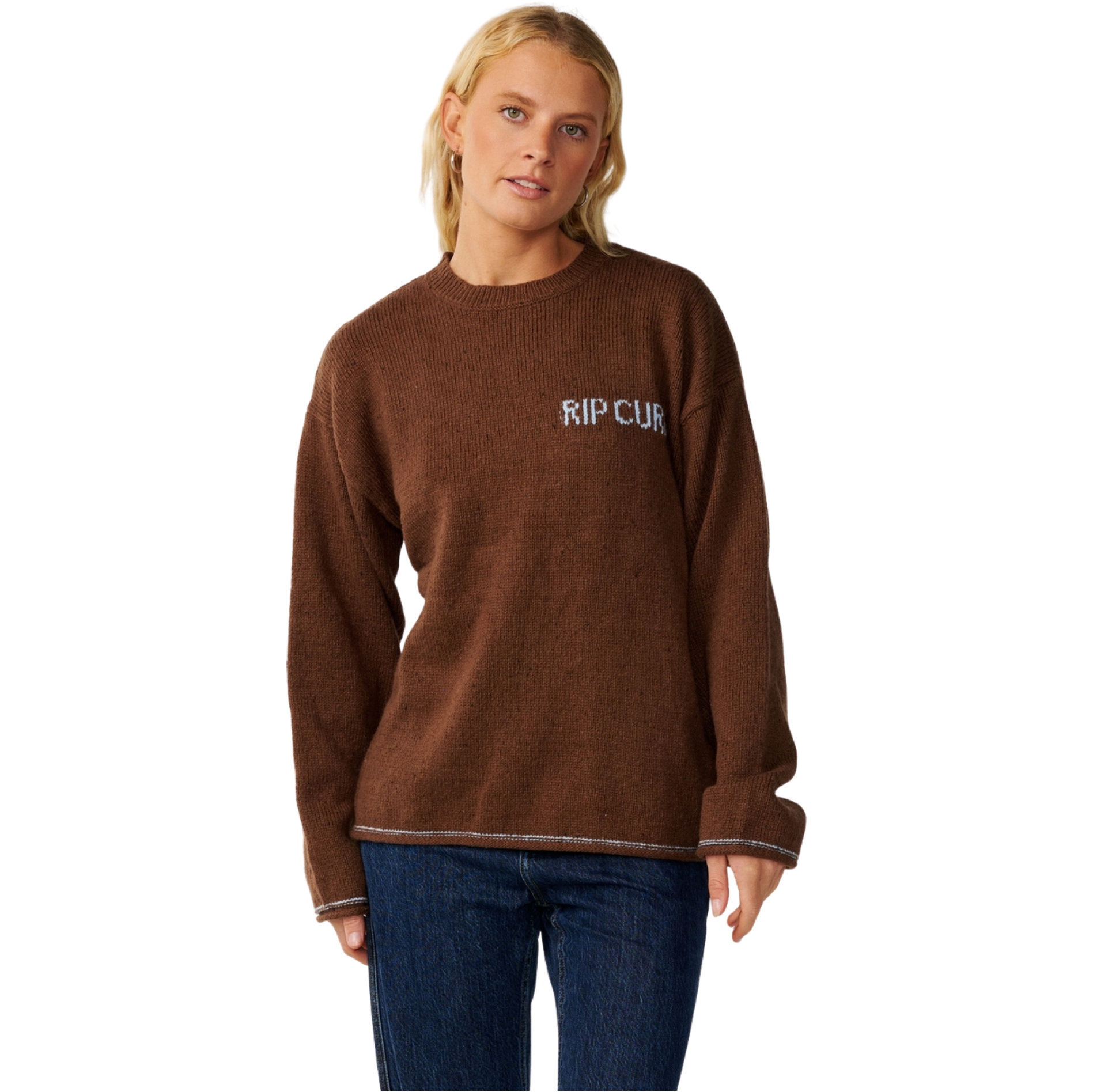 2026 Rip Curl Womens Stephanie Gilmore Sparrow Knitted Sweatshirt 047WKN - Chocolate